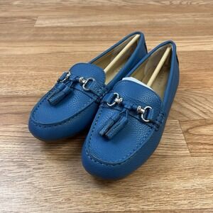 Talbots Everson Tassel Driving Moccasins Teal Ocean Leather Women's 7 NEW